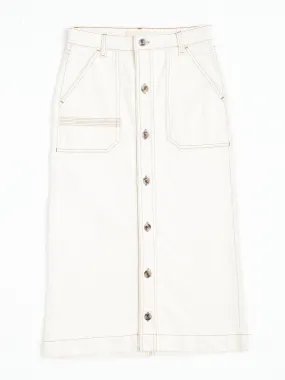 Ecru denim Elodie midi skirt
