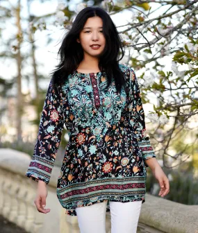 Emb. Tunic Turquoise Black