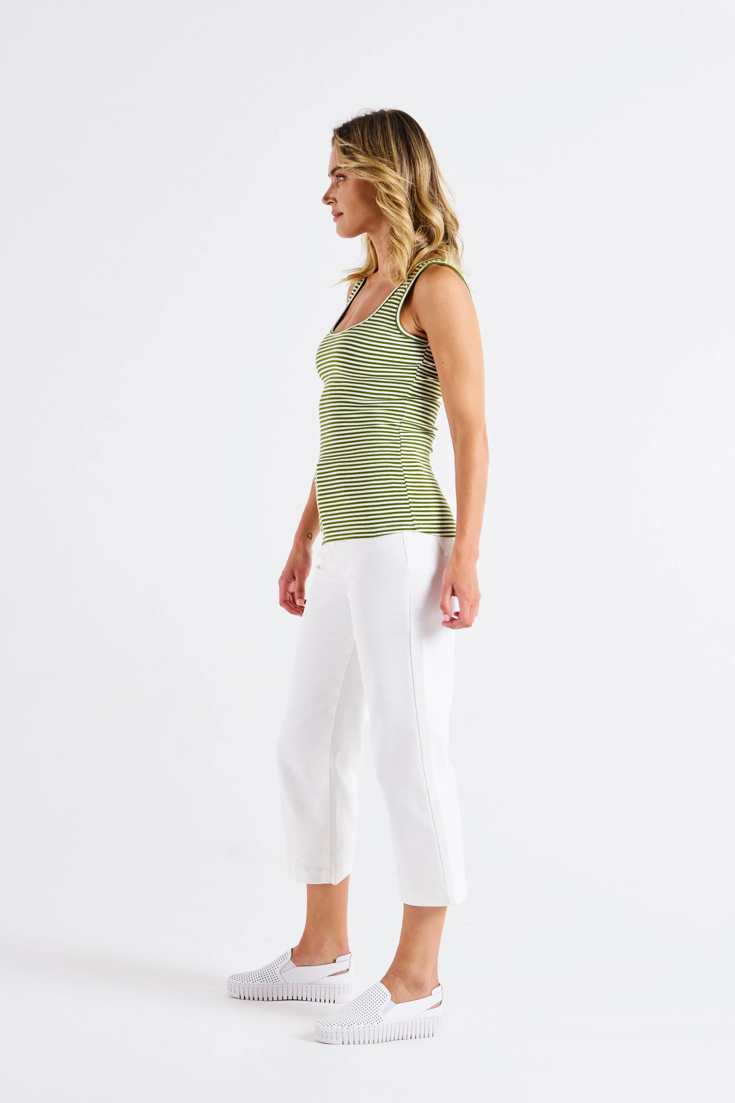 Emma Scoop Tank Avocado Stripe