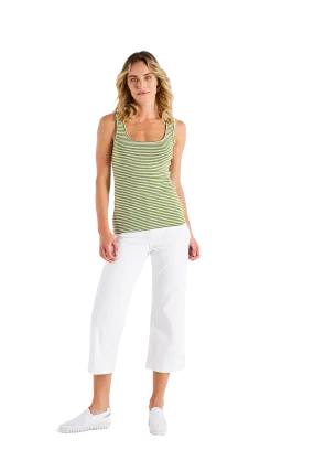 Emma Scoop Tank Avocado Stripe