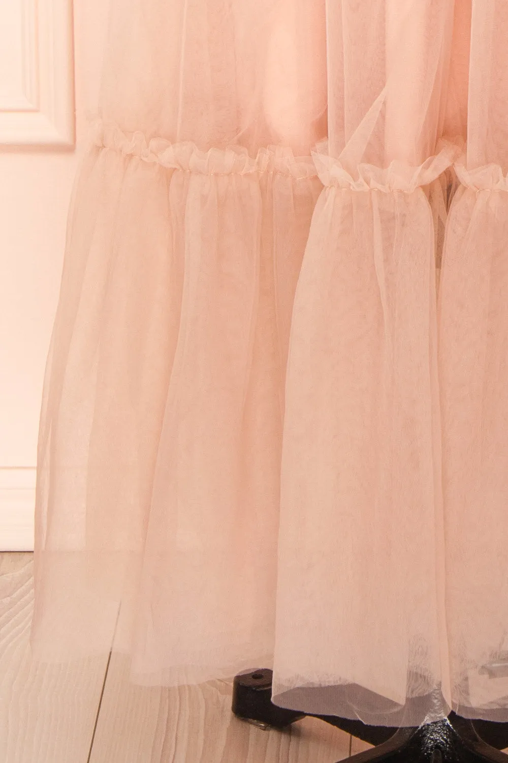 Eunby | Maxi Pink Tulle Dress w/ Open Back