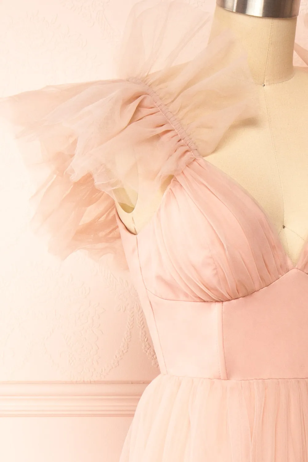 Eunby | Maxi Pink Tulle Dress w/ Open Back