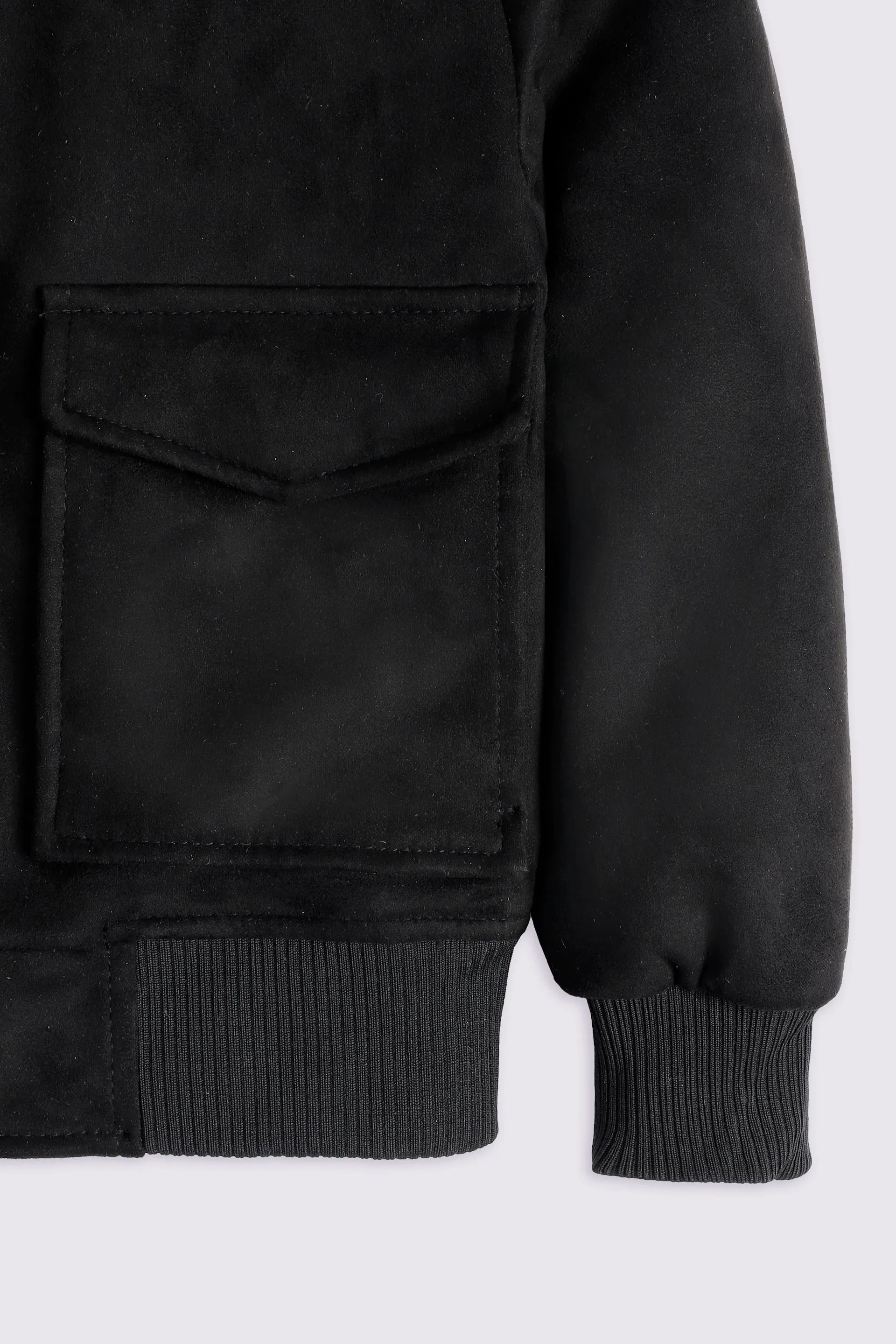 Faux Suede Jacket With Sherpa Collar