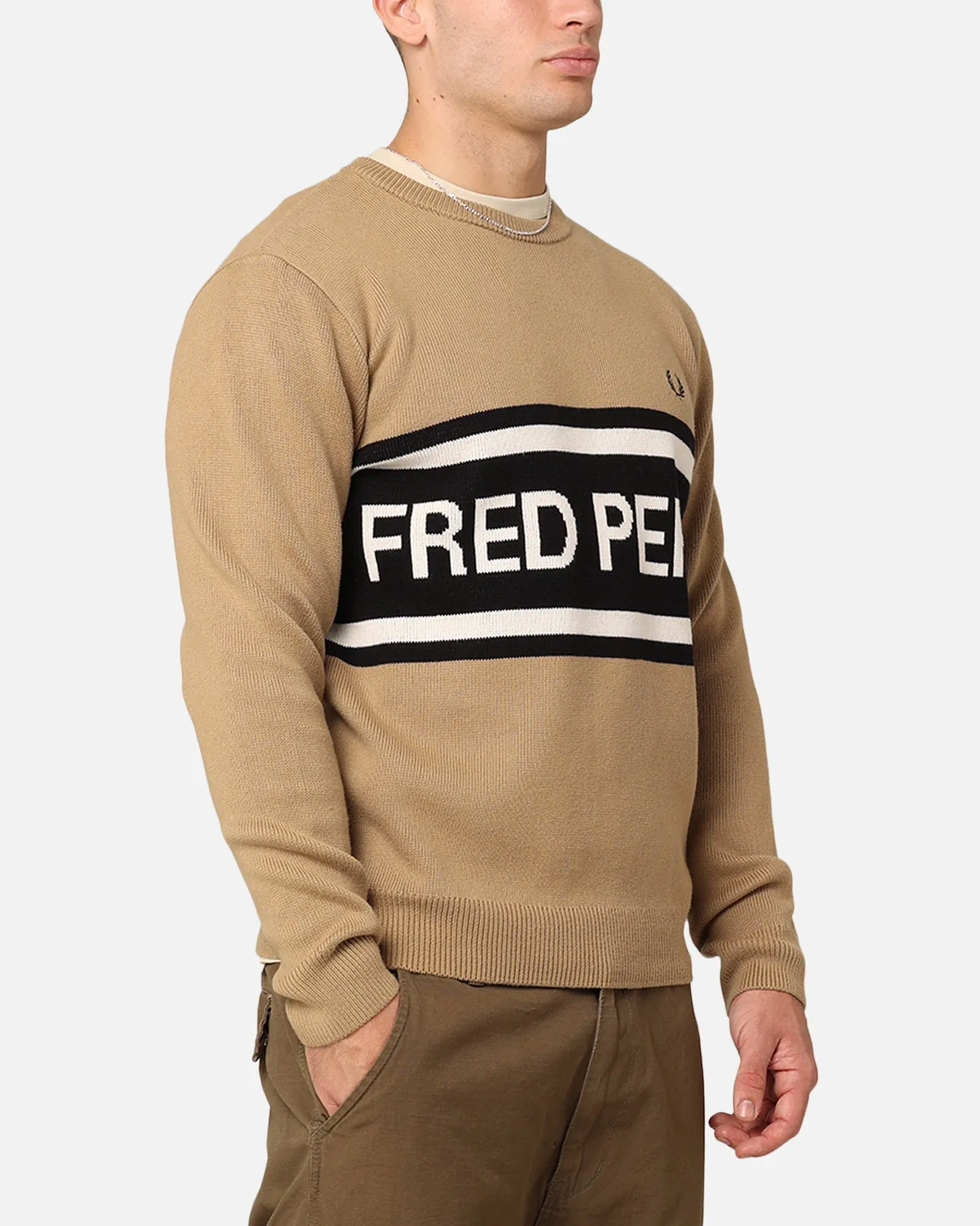 Fred Perry Graphic Sweater Warm Stone