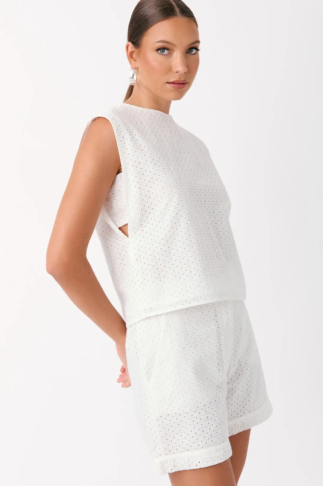 Gi Gi Broderie Anglaise Top White