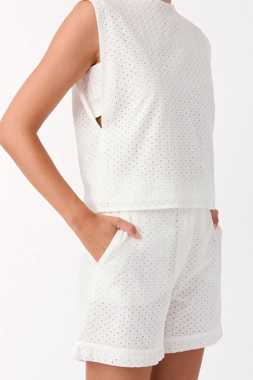 Gi Gi Broderie Anglaise Top White