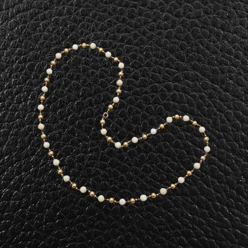 Gold & Ivory Bead Estate Necklace