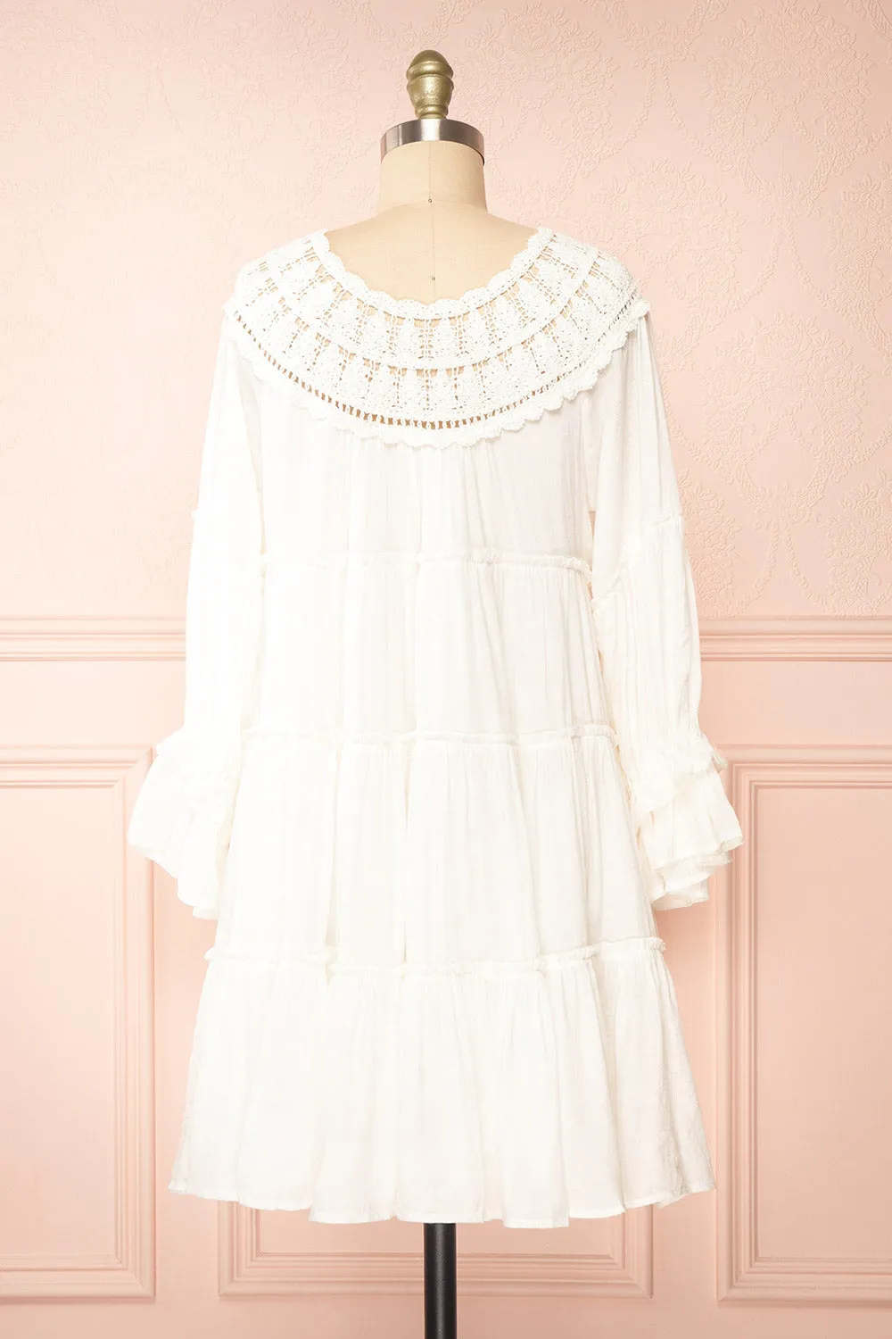 Golnaz | Ivory Layered Midi Dress