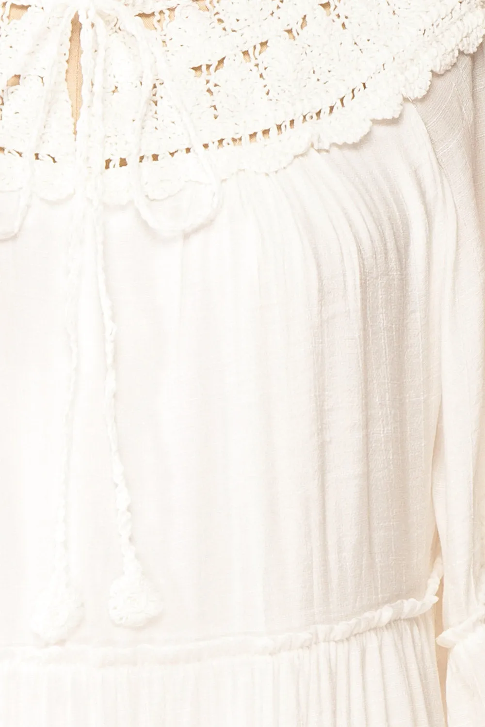 Golnaz | Ivory Layered Midi Dress