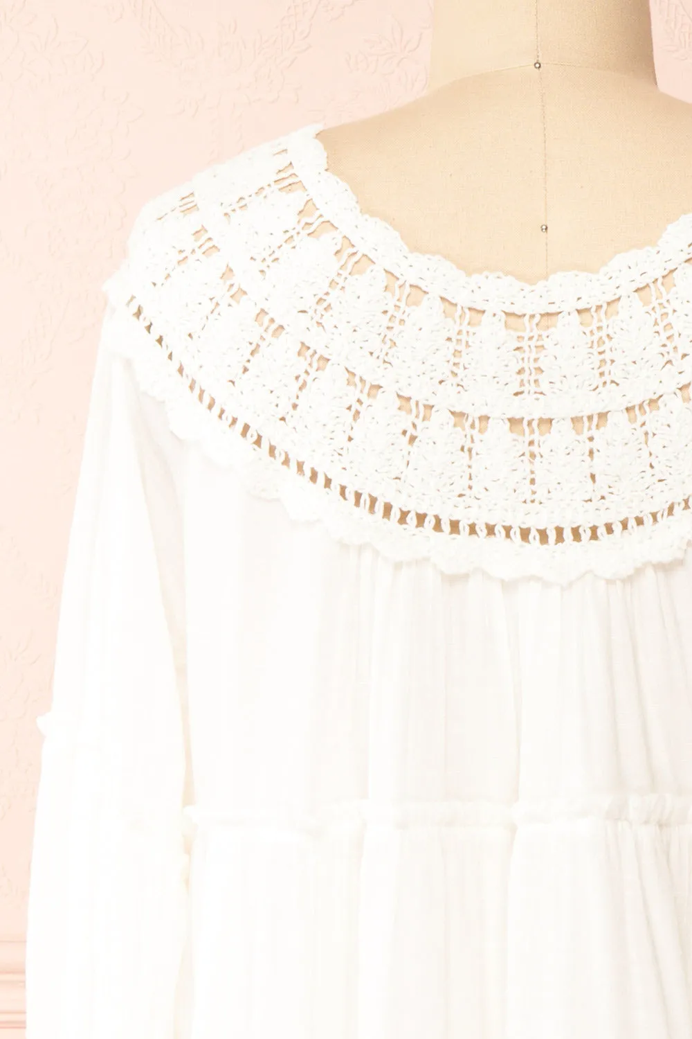 Golnaz | Ivory Layered Midi Dress