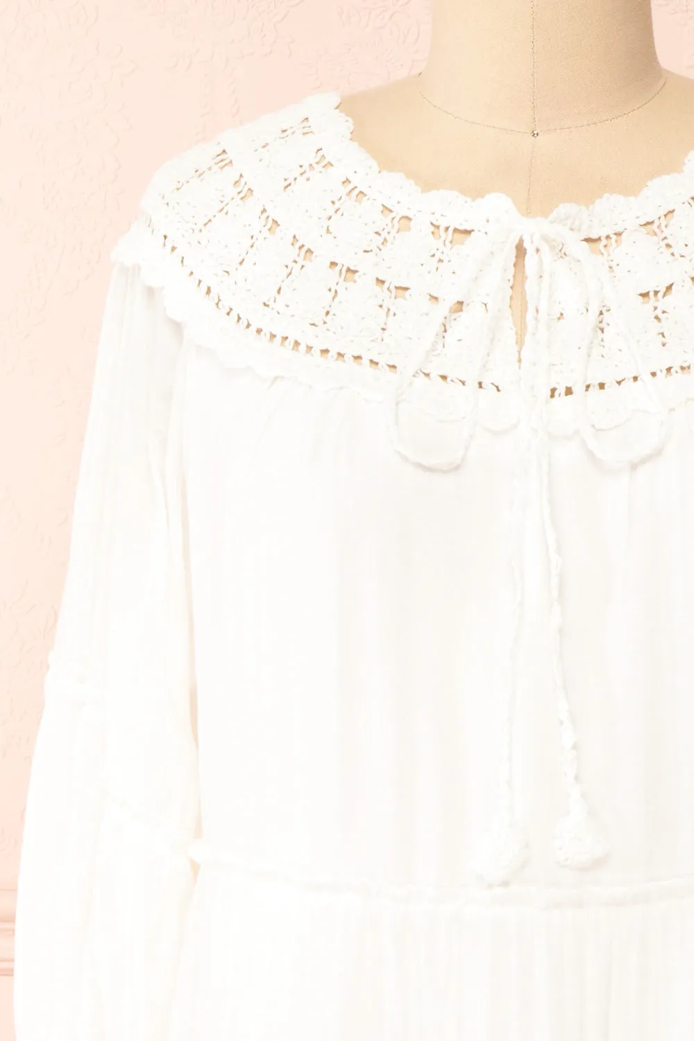 Golnaz | Ivory Layered Midi Dress