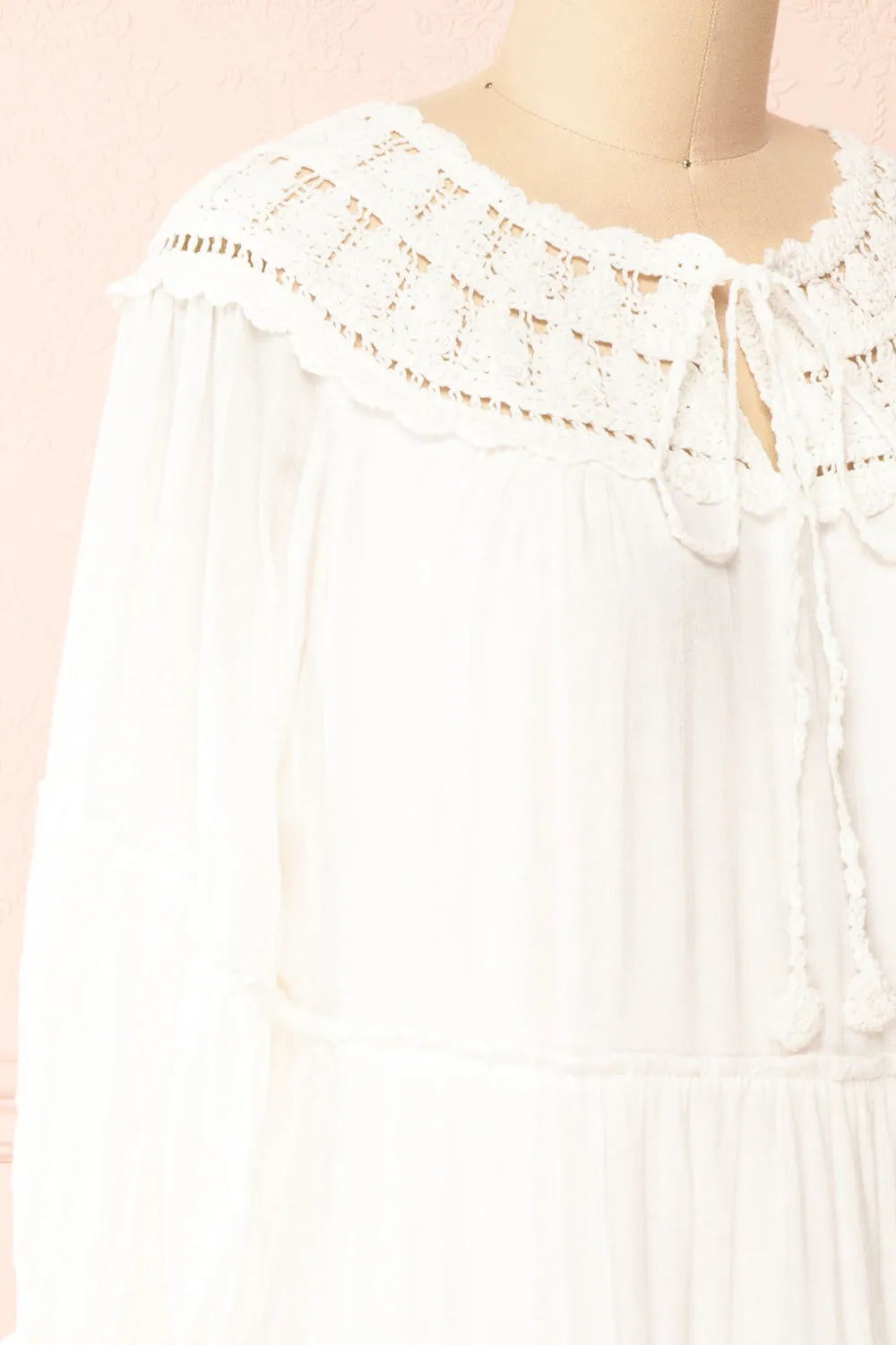 Golnaz | Ivory Layered Midi Dress