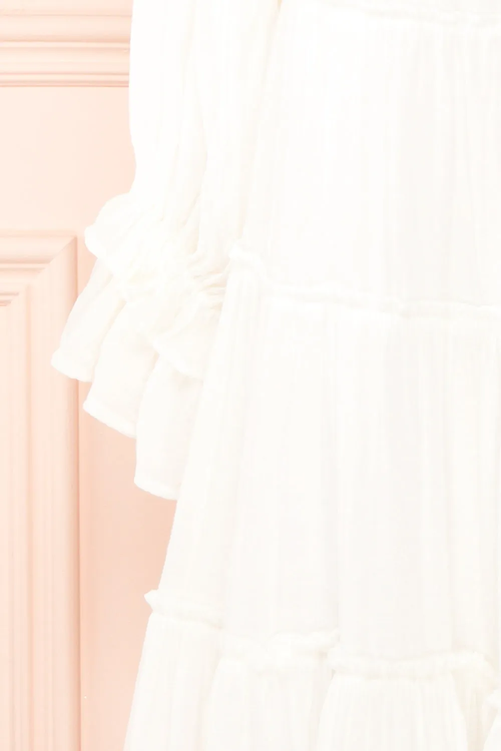 Golnaz | Ivory Layered Midi Dress