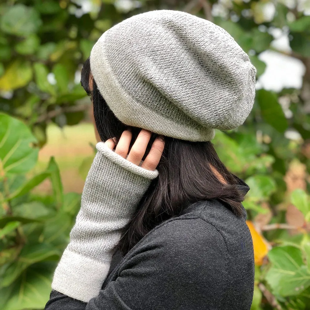 Gray Interwoven Alpaca Beanie by SLATE   SALT