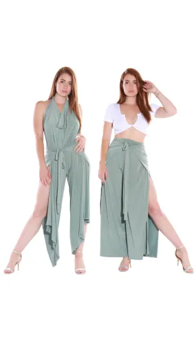 Happy Wrap Pants/Jumpsuit - Olive sheen
