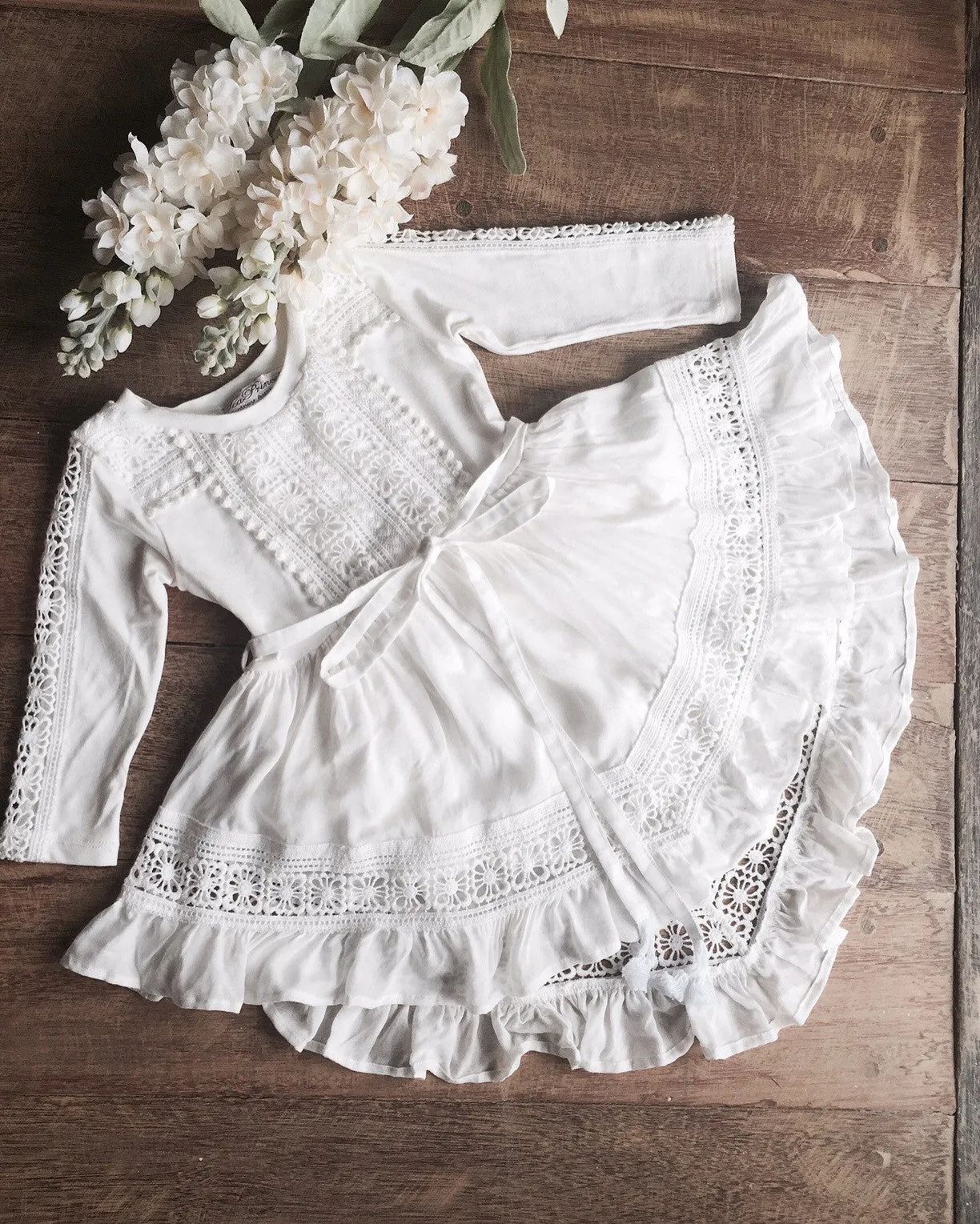 Harmony- Ivory girls long Sleeve dress