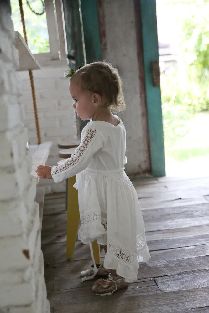 Harmony- Ivory girls long Sleeve dress