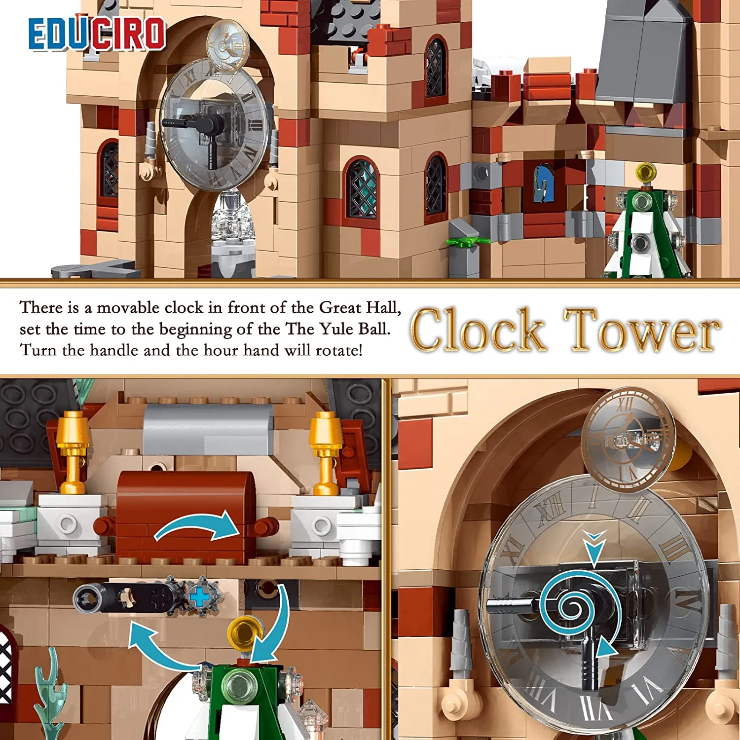 Harry Potter Clock Tower and Great Hall Castle Dumbledore Office 871Pcs