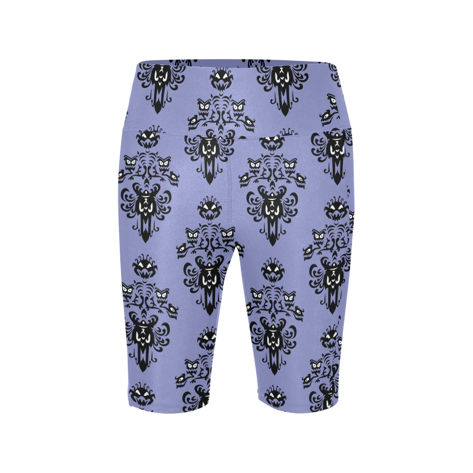 Haunted Mansion Wallpaper Women's Athletic Workout Half Tights Leggings With Side Pockets