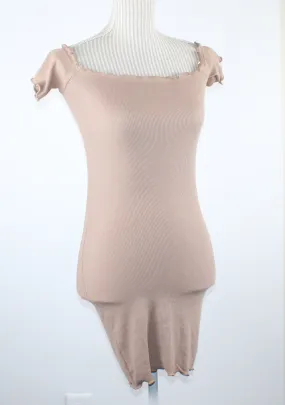 HEART HIPS TAN RIBBED DRESS LADIES SMALL PRE-LOVED