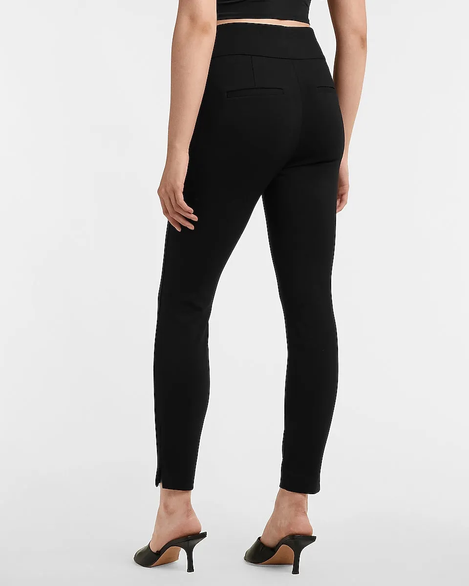 High Waisted Luxe Comfort Knit Columnist Ankle Pant in Pitch Black