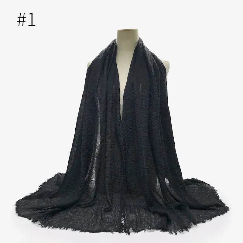 Hijab ,Cotton and Hemp Wrapped Head Scarf, Pure Color Female Scarf, Cotton, Scarf Shawl, Islamic Clothing, Muslim, Fashion, Head Cover