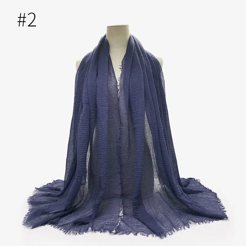 Hijab ,Cotton and Hemp Wrapped Head Scarf, Pure Color Female Scarf, Cotton, Scarf Shawl, Islamic Clothing, Muslim, Fashion, Head Cover