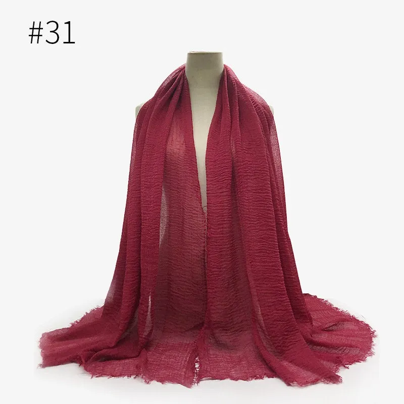Hijab ,Cotton and Hemp Wrapped Head Scarf, Pure Color Female Scarf, Cotton, Scarf Shawl, Islamic Clothing, Muslim, Fashion, Head Cover