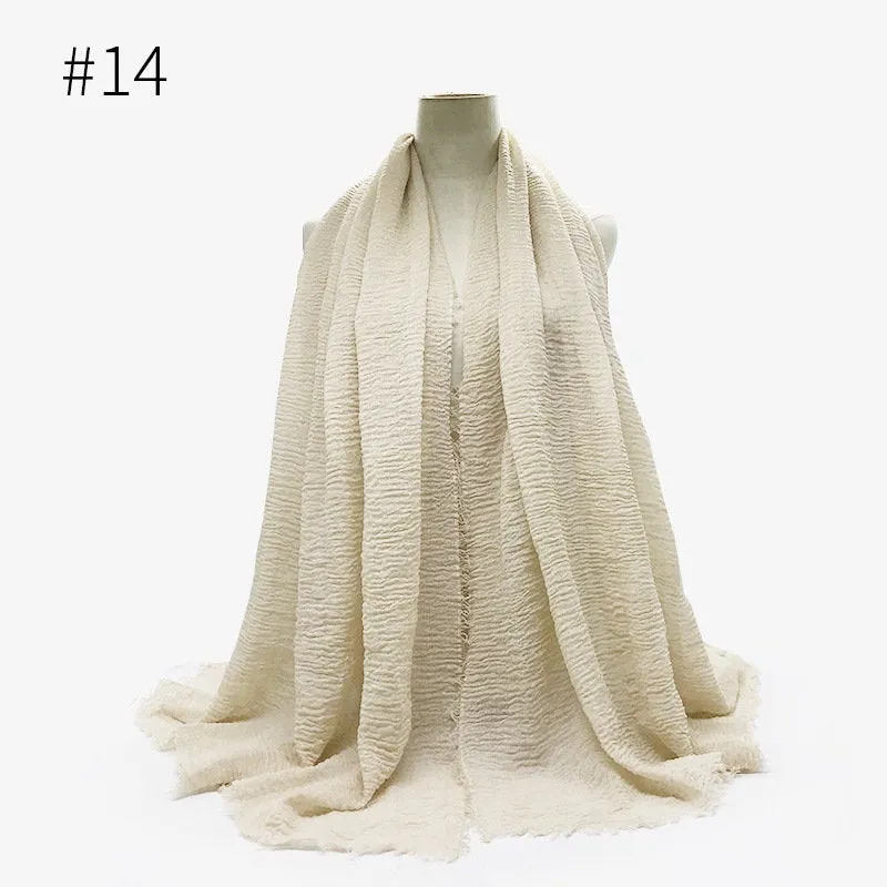 Hijab ,Cotton and Hemp Wrapped Head Scarf, Pure Color Female Scarf, Cotton, Scarf Shawl, Islamic Clothing, Muslim, Fashion, Head Cover
