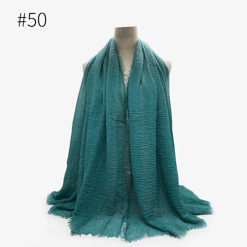 Hijab ,Cotton and Hemp Wrapped Head Scarf, Pure Color Female Scarf, Cotton, Scarf Shawl, Islamic Clothing, Muslim, Fashion, Head Cover