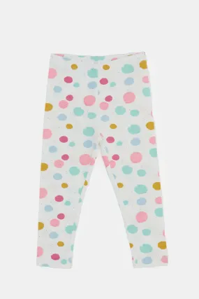 Infant Girls Ivory Printed Leggings