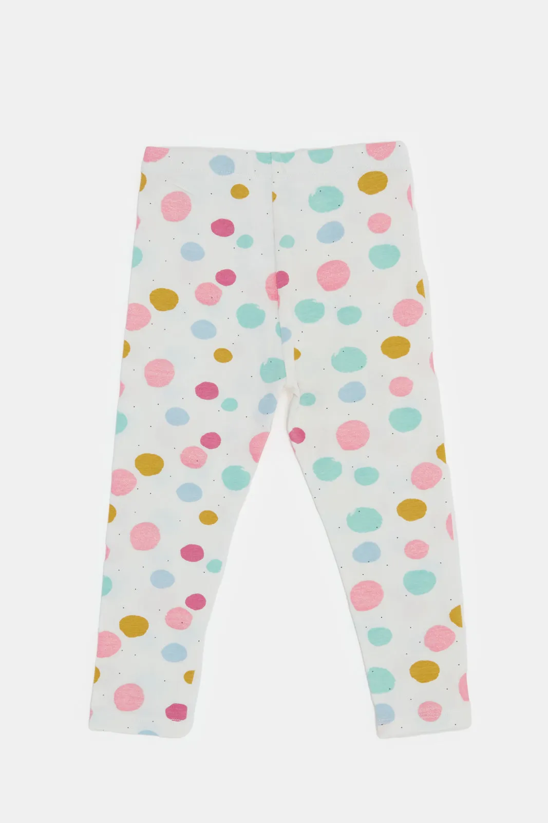 Infant Girls Ivory Printed Leggings