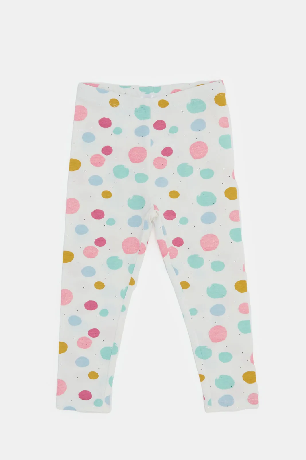 Infant Girls Ivory Printed Leggings