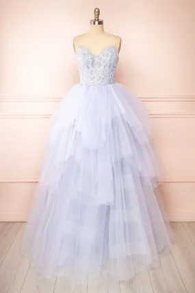 Jordina | Tiered Lavender Blue Maxi Dress