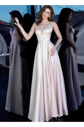 Jovani JVN3781 Size 10 Blush Long Iridescent Shimmer Prom Dress Pageant Gown