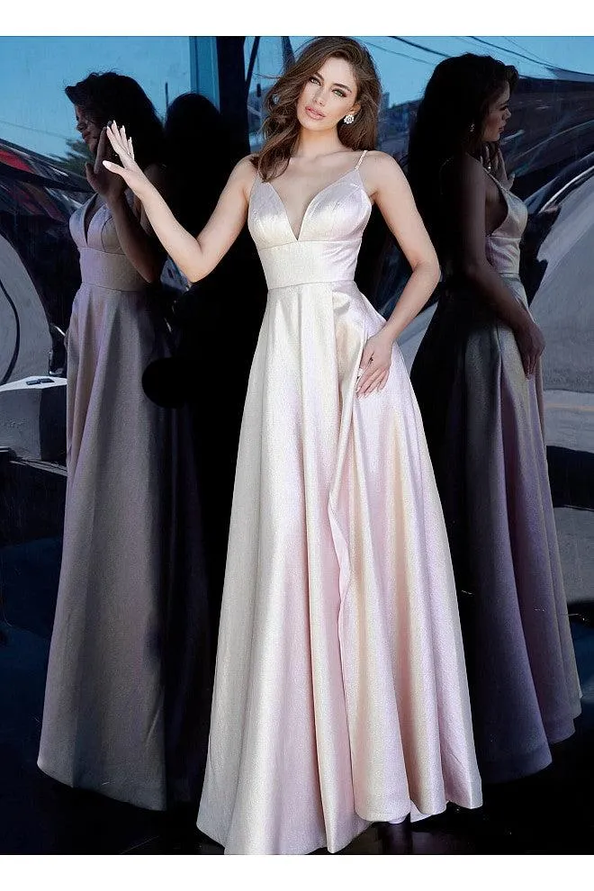 Jovani JVN3781 Size 10 Blush Long Iridescent Shimmer Prom Dress Pageant Gown
