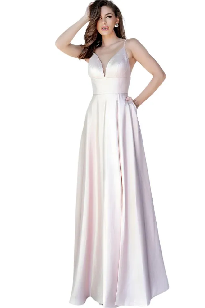Jovani JVN3781 Size 10 Blush Long Iridescent Shimmer Prom Dress Pageant Gown