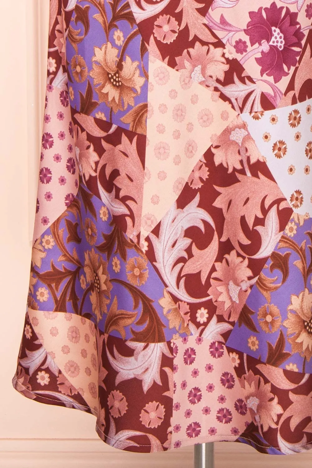 Kenaka Mauve | Floral Satin Midi Halter Dress