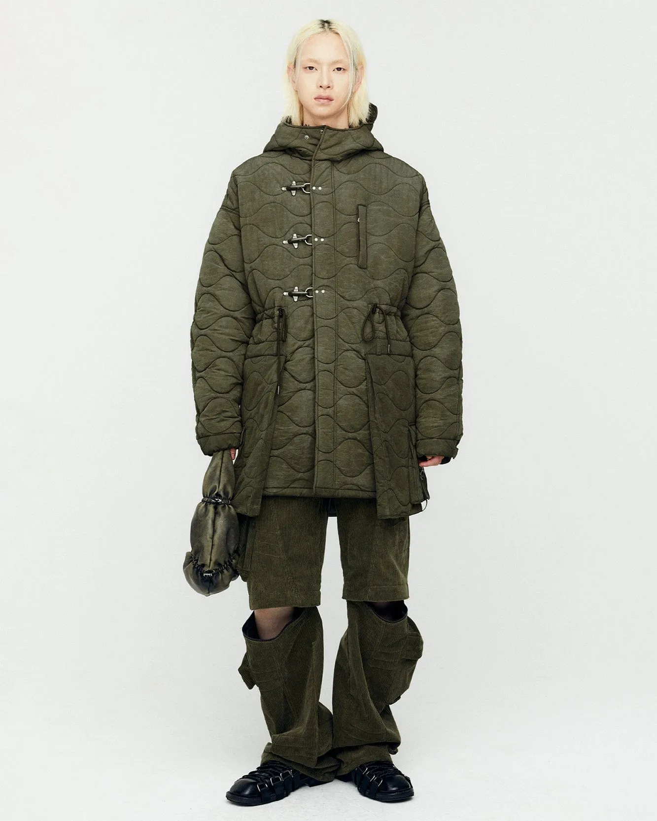 LACE-UP FISHTAIL PARKA awa638m(KHAKI)