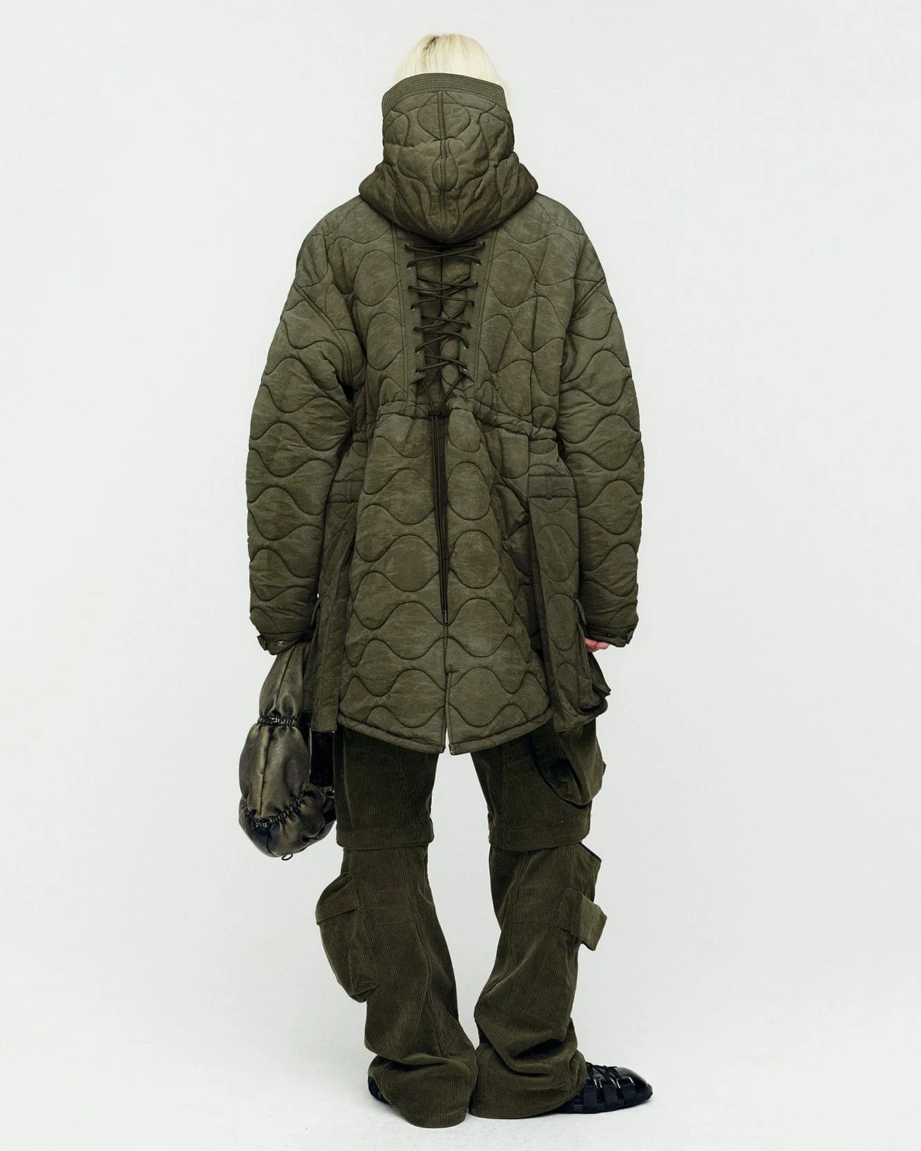 LACE-UP FISHTAIL PARKA awa638m(KHAKI)