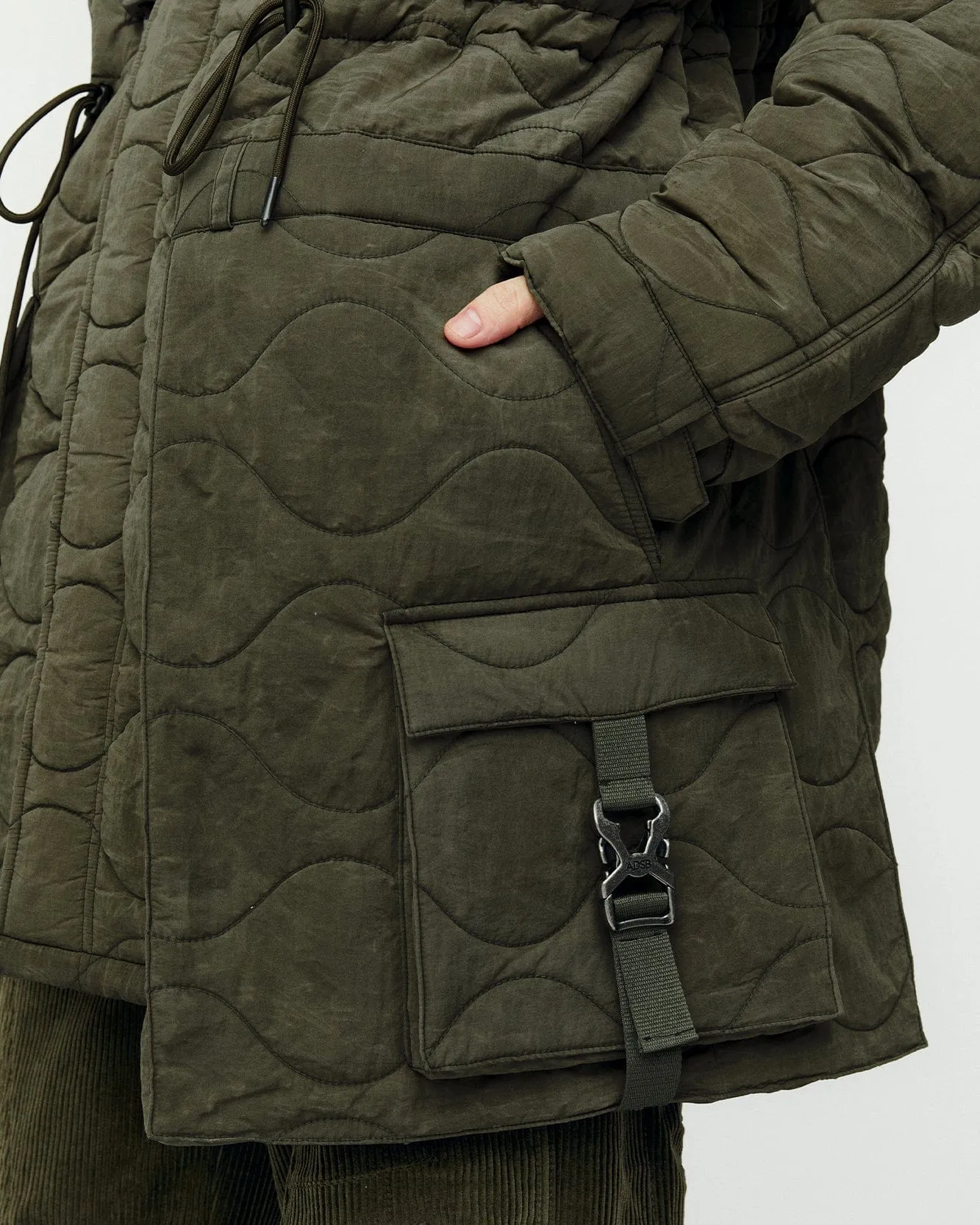 LACE-UP FISHTAIL PARKA awa638m(KHAKI)