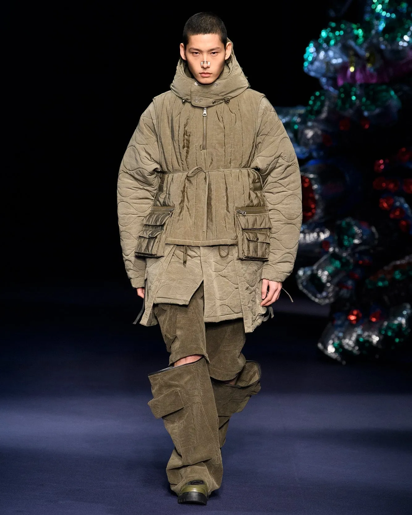LACE-UP FISHTAIL PARKA awa638m(KHAKI)