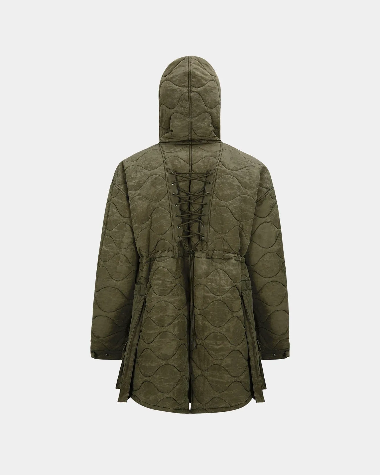 LACE-UP FISHTAIL PARKA awa638m(KHAKI)