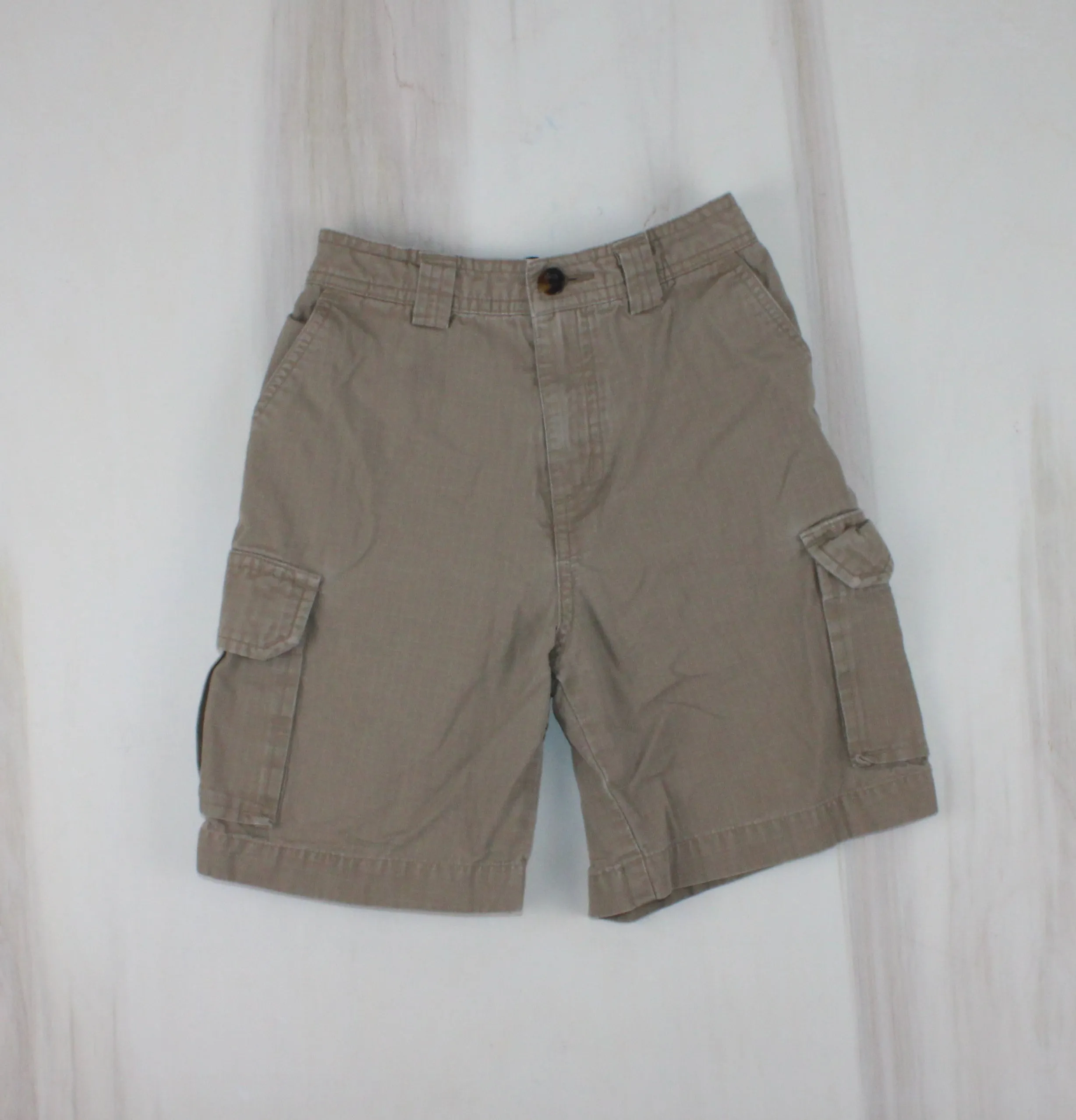 LANDS END TAN CARGO SHORTS 7Y PRE-LOVED