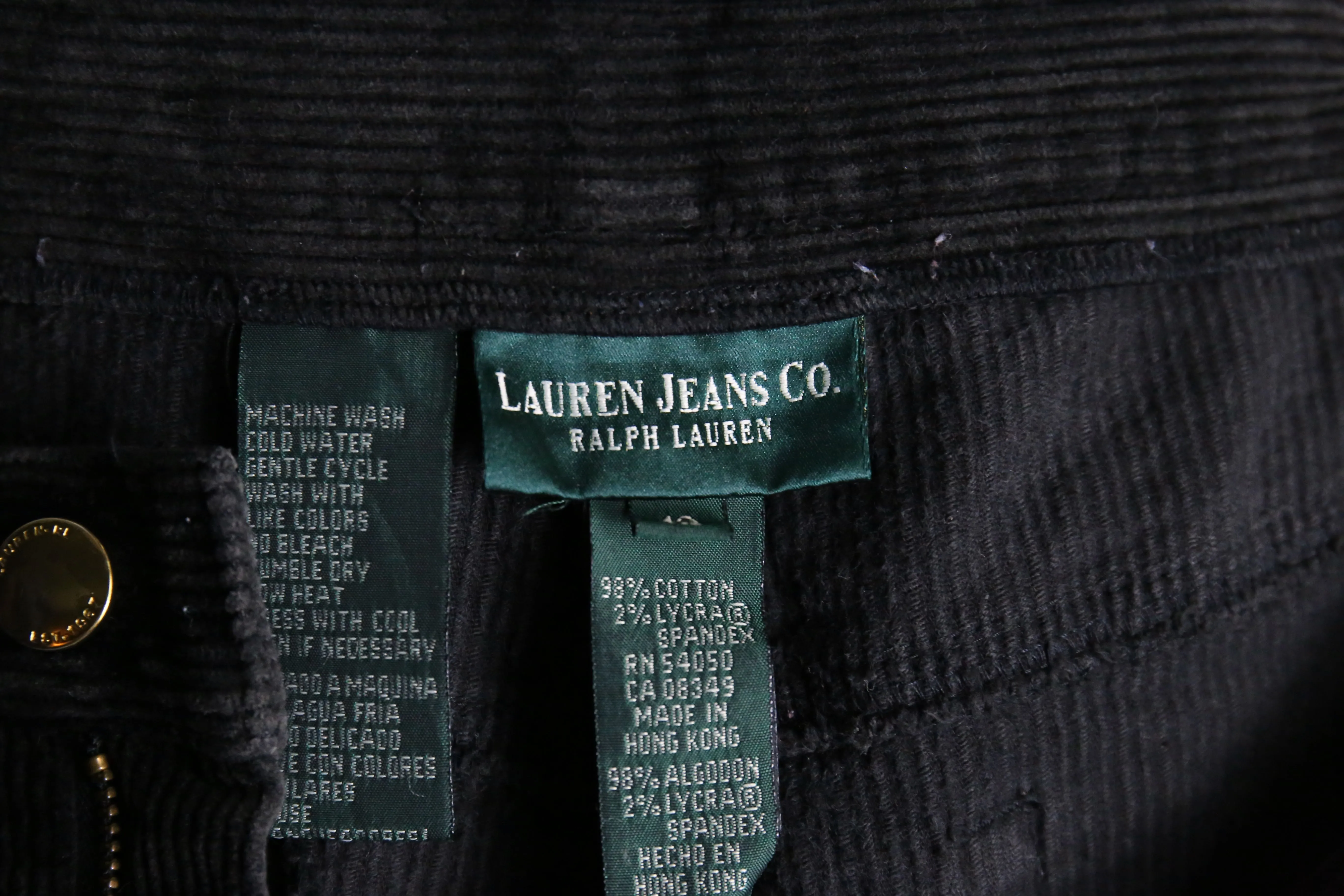 “LAUREN JEANS” black straight corduroy pants