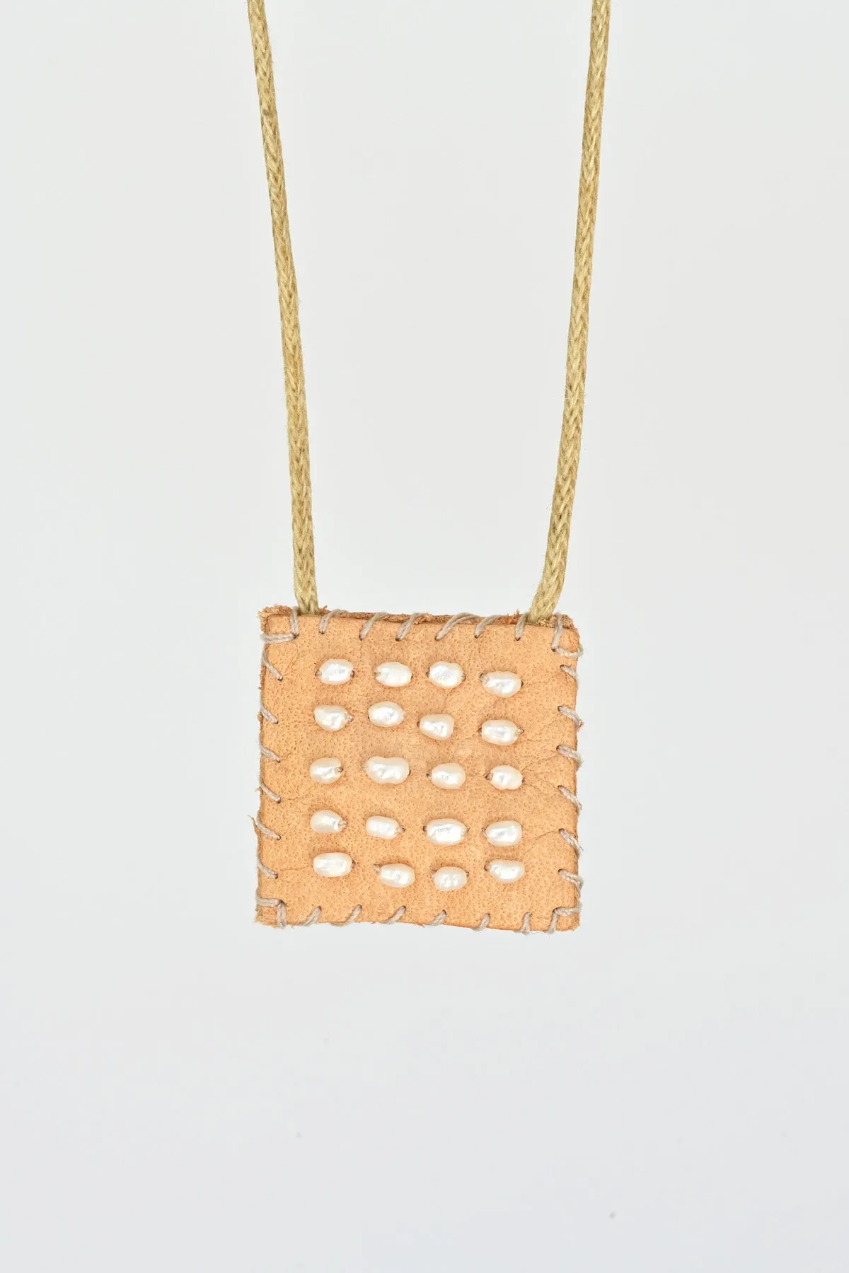 Leather Talisman Necklace - Pearl