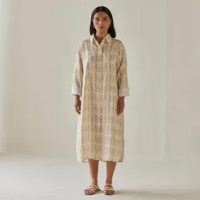 Linen Dress For Women | Shirt Style | Watercolour Print | Yellow