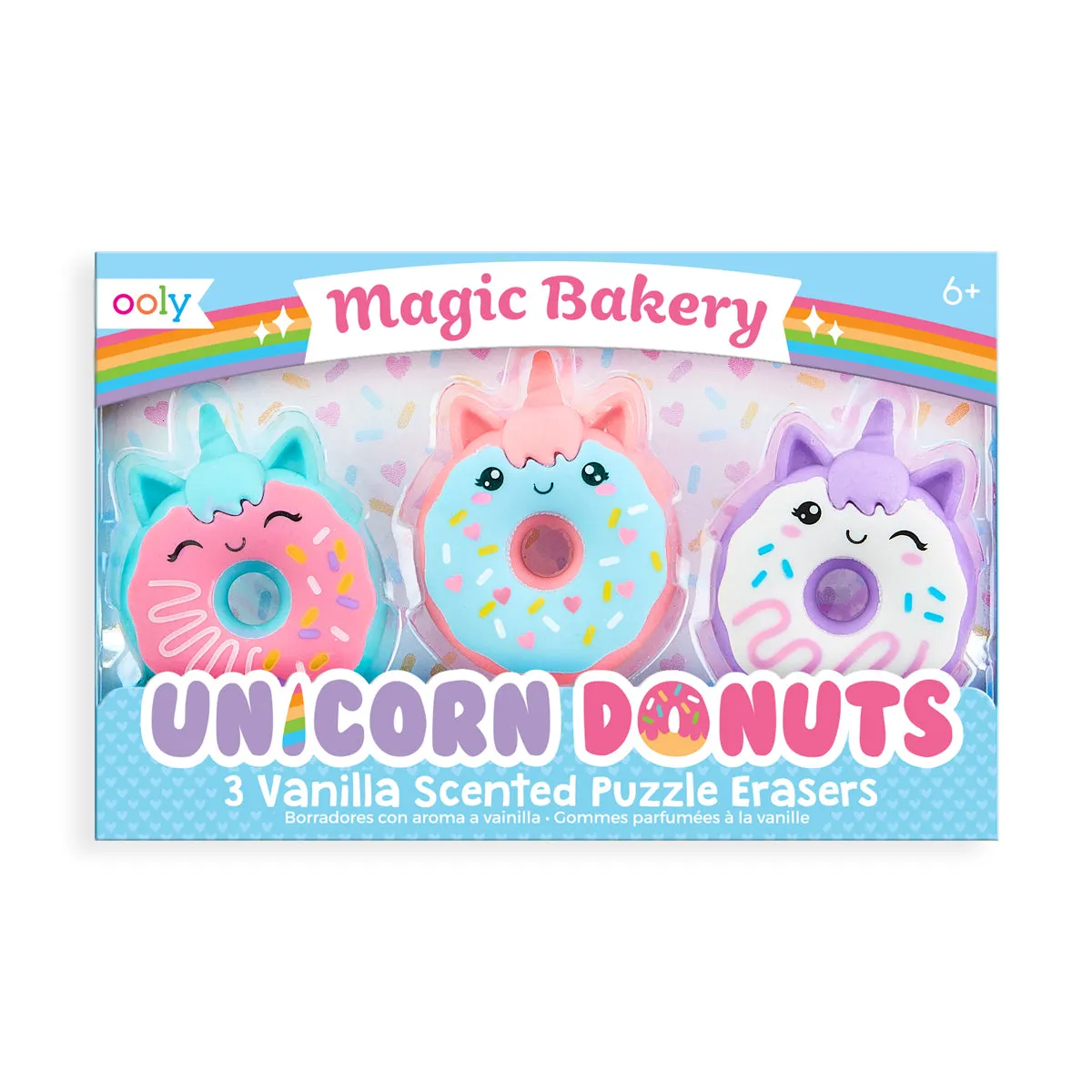 MagicBakery Unicorn Donuts Scented Erasers - Set of 3