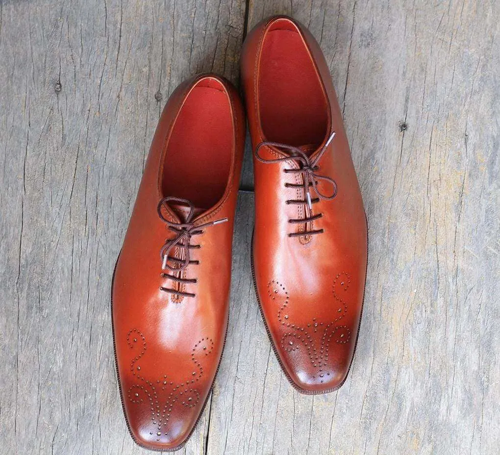 Men's Tan Brown Brogue Leather Shoe