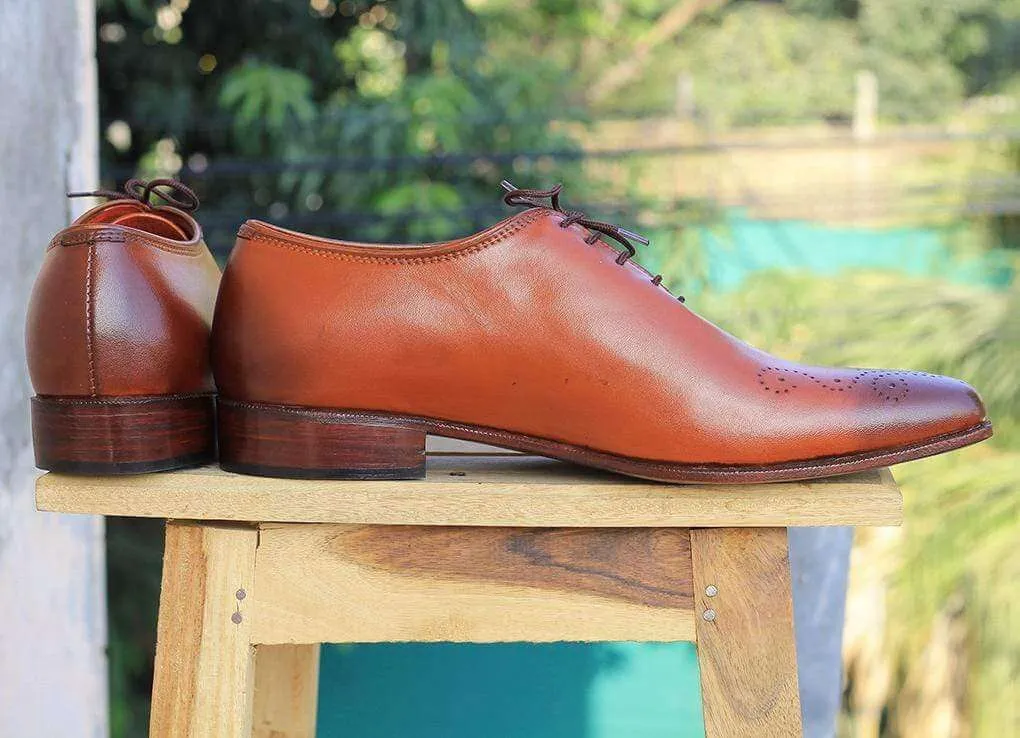 Men's Tan Brown Brogue Leather Shoe